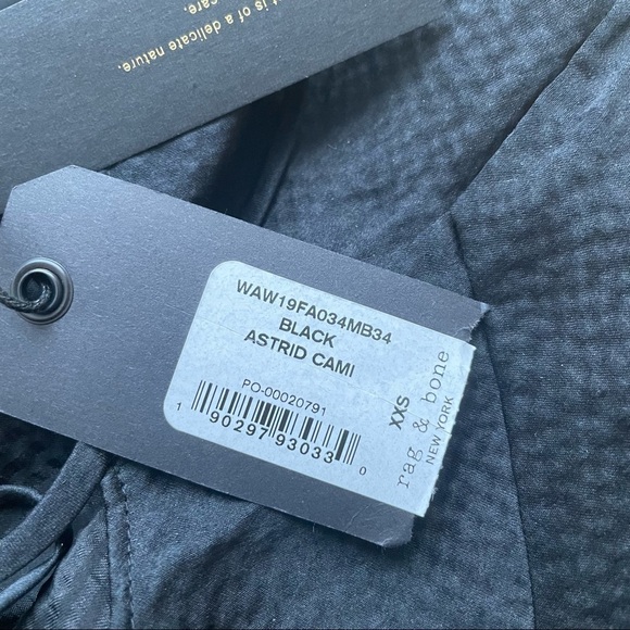 NWT RAG & BONE Black Astrid Silk Cami Slim Fit Top - XXS - Picture 12 of 14